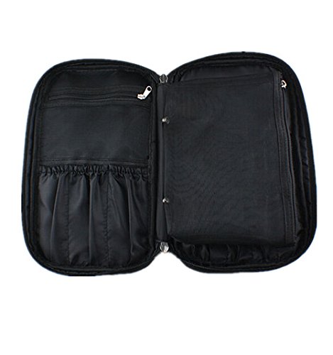 VALUE MAKERS Professional Makeup Brushes Bag - Make Up Brush Case - Multifunction Cosmetics Bag - Makeup Brush Pouches - Folio Portable Make Up Handbag for Brushes (Black)