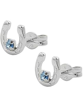 Stecker, Hufeisen Glas-blau Silber 925