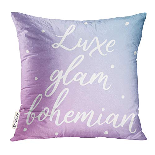 Throw Pillow Cover Basic Luxe Glam Bohemian Quote for Retro Calligraphy Vintage Phrase Woman Motivational Slogan Beautiful Decorative Pillow Case Home Decor Square 18x18 Inches Pillowcase