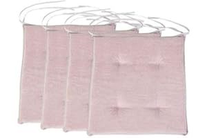 Loft 25 Premium Tufted Seat Pads | Non-Slip Indoor Chair Cushions for Kitchen and Dining Room | Breathable Luxury Pillow with Ties | Lightweight & Comfortable Foam Filling (37x37cm, Lavender, 4)