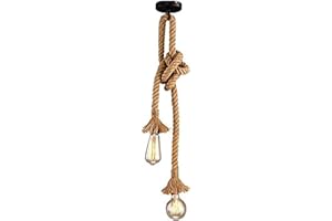 VECYS Gdtime Hemp Rope 60cm AC 220V E27 Suspension Vintage à Double Tête, Plafonnier Industriel De Style Country Rétro Parfait Pour Salle À Manger Restaurant Bar Café