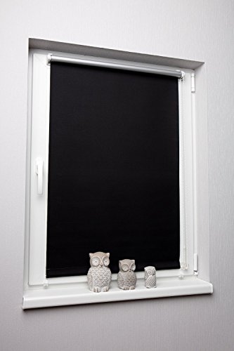 Thermo-Rollo Schwarz ohne Bohren verschiedene Größen Verdunkelungsrollo Seitenzugrollo Klemmrollo 90×150 cm - 2