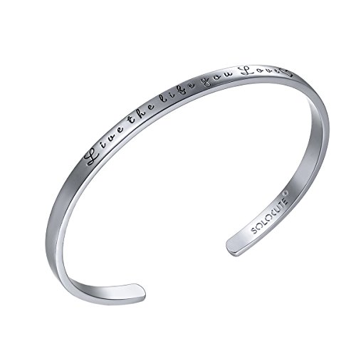 SOLOCUTE "Live The Life You Love" Pulsera Mujer Joyería Oro Blanco