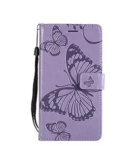 Teletel Diva Series Butterfly Embossing Pu Leather Flip Wallet Case Cover with Card Holder | Magnetic Closure (Purple) for Samsung Galaxy A71