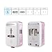 Produktbild QC3.0 Universal Reiseadapter mit 2-Port USB Ladegerät, EKOOS Reisestecker Adapter 3 Polig 4 in 1 für 150 Länder Weltweit Universal (Rosengold)