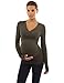 PattyBoutik Mama V Neck Crossover Empire Waist Ruched Maternity Nursing Tunic Knit Top (Green 8/10)