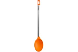 BRA Efficient Cucchiaio in Acciaio Inox, Nylon/Silicone, Colore Arancione, Cucchiaio da Cucina 35 Cm