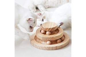 Tarnel Juguete Interactivo para Gatos de Madera de Doble Capa, Giratorio, para Regalo
