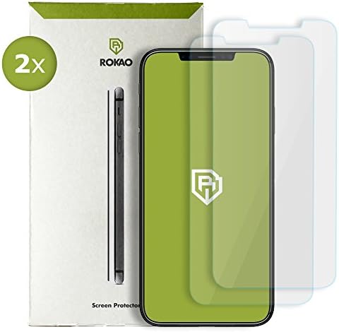 iPhone X Screen Protector Glass Premium [2-Pack] ROKAO Anti-Blue Light iPhone 10 Tempered Glass Bubble Free Film 9H Hardness HD Clarity Cover Ultra Transparent