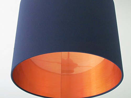 Handmade Navy Blue Brushed Copper Lined Lampshade Lightshade