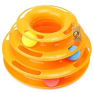 Foodie Puppies Interactive Tower of Tracks Plastic 3 Layers Pet Game Entertainment Turntable with Colorful Ball Toy for Cats