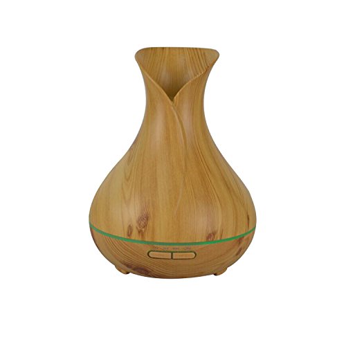COOSA Hölzernes Getreide, 400ml Aroma wesentlicher Diffuser, kühler Ultraschall Nebel, Luftbefeuchter mit buntem hellem justierbarem Nebel, wasserloses Auto-Abschaltung für Hauptyoga Büro Badekurort (Hell) - 8