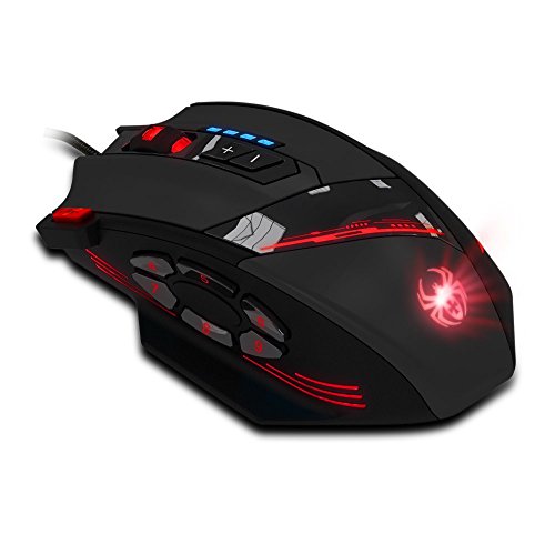 ECHTPower Programmierbare Gaming Maus für Pro Gamer, 12 Tasten, 4000dpi, Marko Funktion, Feuer Tasten, DPI einstellbar, USB Wired Kabel Gaming Mäuse LED beleuchtete Funkmaus Mouse, optisch, ergonomisch - 9