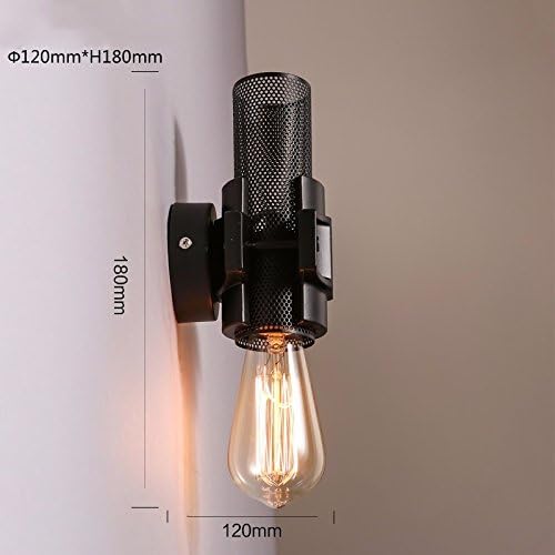 GaoHX Light American Bed Single Head Lamp Retro Balcony Loft Industrial Wind Corridor Entrance Hallway Wall Lamp,Black