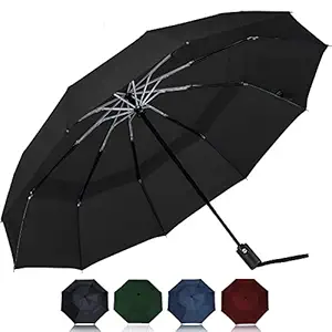 Umbrella - REXERA Umbrella for Men, Umberallas for Rain Big Size Men, Winproof Umberalla Large for Man,Women,Kids,Girls,Boys - 3 Fold with Auto Open and Close :- Black