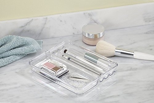 mDesign Kosmetik-Organizer Ablage für Waschtisch/Schrank für Makeup-Pinsel, Eyeliner, Pflegeprodukte – Durchsichtig - 3
