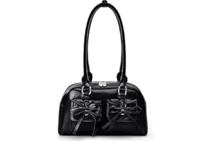 HICARRY Handtasche Damen PU Leder Schultertasche Y2K Shoulder Bag Women Tote Purse Kleine Handtaschen mit Bogen Cute Ita Bag Japanische Ästhetische Tasche Geldbörse