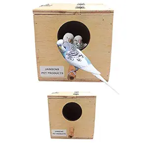 Jainsons Pet Products Bird House Breeding Box Wooden Nest for Small Birds Budgie, Box Size 6x6x6 Inches (1PC)