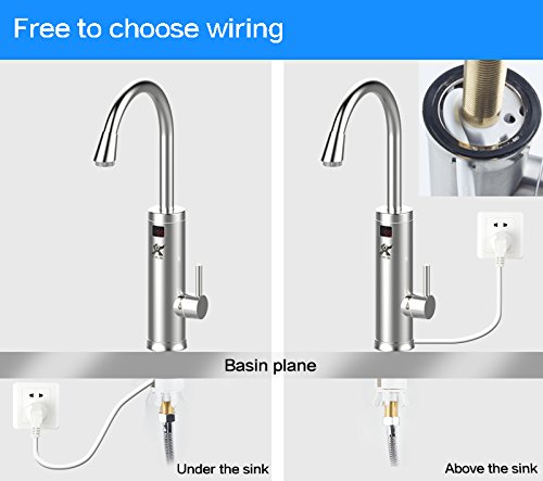 Aladdin SDR-18DC-3H Rostfreier Stahl 220V Sofortig Tankless Elektrisch Heizgerät Küchenarmaturen,360°Schwenken Heiß&kalt elektrische Warmwasserbereiter mit LED Digital Anzeige für Küche,Badezimmer,Waschraum - 7