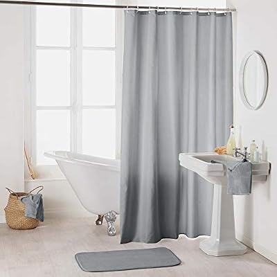 douceur d'intérieur rideau de douche avec crochets 180x200 cm polyester essencia gris