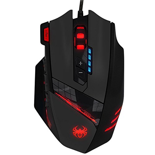 KingTop 4000 DPI Ratón Gaming de Programable óptico Alta Precisión, 12 Botones Programables, Cartucho Peso Tuning, Respirar Luz