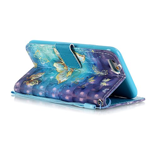 iPhone SE Bling Wallet Case,iPhone 5 5S Diamond Case,Etsue Elegant Gold Butterfly Rhinestone Pattern Pu Leather Strap Wallet Glitter Magnetic Book Style Card Slots Flip Case Cover with Stand for iPhone SE/5S/5+Blue Stylus Pen+Bling Glitter Diamond Dust Plug(Colors Random)-Gold Butterfly