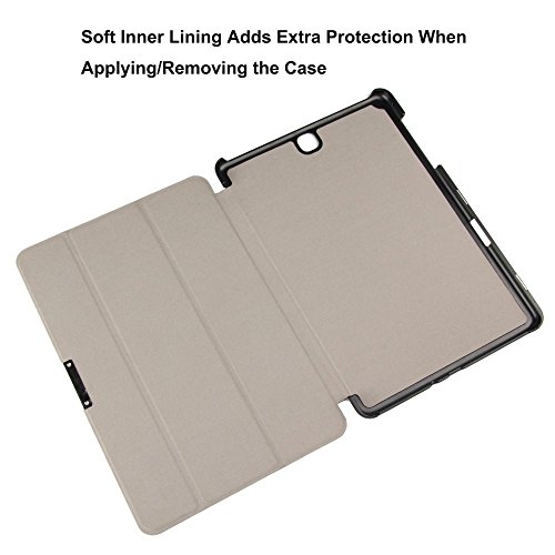 Ganvol Samsung Galaxy Tab A 9.7 T550N T555N Hülle Leder Schutzhülle, PREMIUM PU Leder Étui, mit Standfunktion und Automatischem Schlaf Funktion, Kunstleder, Ultra Dünn, schwarz - 2