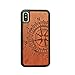 Price comparison product image OTOOLWORLD Carvings Pattern Design Creative and Natural Wood Wooden Phone Protective Case Cover For Apple IPhone X 5.8 Inch (compass)