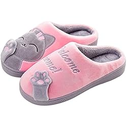 A.O.R Zapatillas de estar por Casa Mujer Invierno Gatos Interior Cálido Pantuflas de Algodón Suave Peluche Antideslizante Slippers Hombre