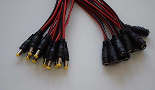 AFUNTA neue 10pack 10-Zoll (30 cm), 2,1 x 5,5 mm DC-Netz Zopf Weibliche + 2,1 x 5,5 mm DC-Netz Pigtail MALE - 2