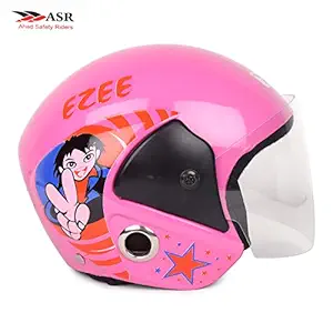 ASR Ahad Safety Rider Ezee Junior Half face Kids Helmet for Cycle & Motorcycle 4 to 10 Years (Pink Extra Small)