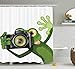 Produktbild Abakuhaus Duschvorhang, Fotografier Frosch Frog EIN Bild mit Seiner Kamera Cute Süß Artfull Kunst Digitales Druck, Blickdicht aus Stoff inkl. 12 Ringe für Das Badezimmer Waschbar, 175 X 200 cm