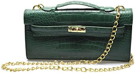GetThatBag© Edith Long Silver Hardware Front Long Designer Inspired Wallets Purses (Green Croc)