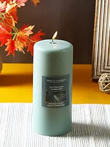 Hosley Eucalyptus Mint Highly Fragranced 6inch Pillar Candle