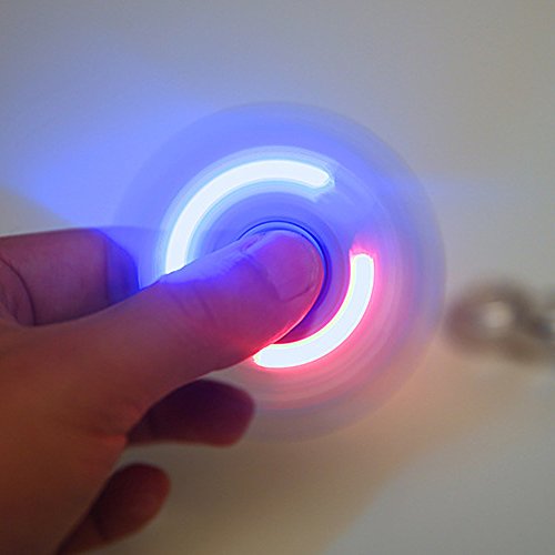 Huayang| LED Light Hand Spinner Fidget Toys, LED Light Fidget Hand Spinner Toys for ADHD/ EDC Anxiety Autism Stress Relief Toy Finger Spinner Light In The Dark (Silver)