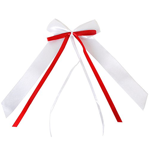 30 x Antennenschleifen Weiss & Rot Autoschmuck Autoschleifen Hochzeit Party - 2