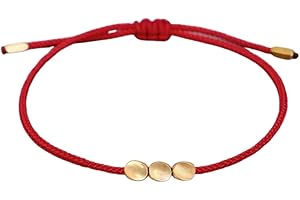 L'Atelier d'Eva Bracelet rouge Tibétain porte-bonheur ajustable, bracelet fait main