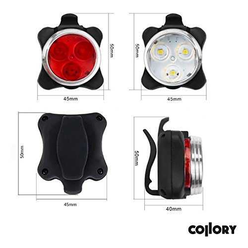Collory wiederaufladbares Akku LED Lampen-Set (je 3 LEDs) | Akku aufladen über micro USB | Kinderwagen-Beleuchtung | 4 Licht-Modi-Einstellungen | Einfache Montage (Clip-On) | Blinklicht | Ultrahell - 6