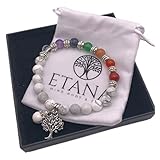 Etana Chakra Bracelets For Women With Howlite Healing Crystals, Anxiety Relief Spiritual Gift, Mindfulness Presents, Birthday Gifts For Her