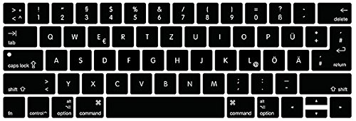 Se7enline Silikon QWERTZ Tastaturschutz (EU Deutsche Tastatur Gestaltung/Layout) für Apple MacBook 2016+ neu Pro mit Multi-Touch Bar Design 13″/15″ Zoll Model A1706/A1707, Schwarz-Black - 2