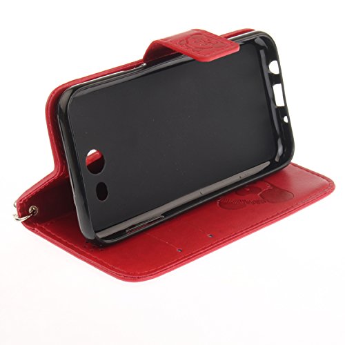 Lonchee Samsung Galaxy J5 2017 Wallet Tasche Brieftasche Schutzhülle , Panda geprägtes Muster Design Hochwertige PU Leder Folio Tasche Case Hülle im Bookstyle mit Standfunktion Kredit Kartenfächer (rot) - 4
