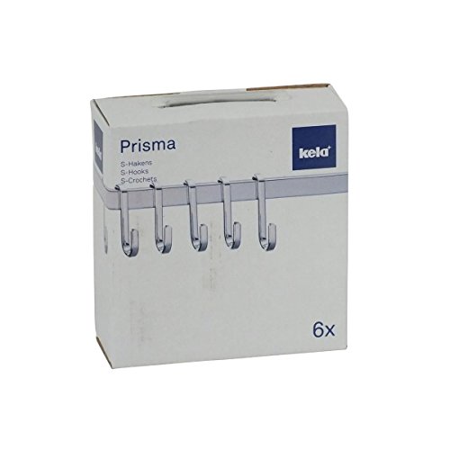 Kela 19634 Haken für Hängevorrichtung in der Küche, 6 Stück, Verchromtes Metall, S-Haken Prisma - 4