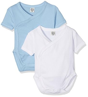 Care Coton Bio, Body Bébé Garçon, Lot de 2, Bleu (Lightblue), 56