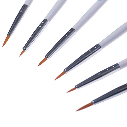 meeden Detail Pinsel-Set – 6 Miniatur-Kunst Pinsel für feine Details & Art Gemälde – Acryl-, Aquarell, Öl – Miniaturen, Modelle, Flugzeug-Kits, Nagel…, 3 Stück - 6