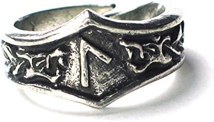 LAGUZ Viking Dragon Head Rune Ring, Psychic powers, Letter 'L'. Adjustable
