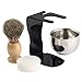 VERY100 4 in 1 Men Shaving Kits Badger Hair Brush + Razor Stand + Steel Bowl/Mug + Soap