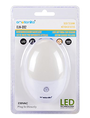 Emotionlite LED Nachtlicht mit Bewegungssensor und Dämmerungssensor Plug in Kinder Nachtlicht Sehr gut für Kinderschlafzimmer Badezimmer Flur Treppenaufgang Korridor Einbauschrank oder ein dunkles Zimmer Warmesweißes 2700K - 7