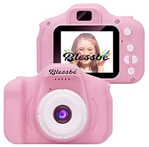 BLESSBE Kids Digital Cameras, Web Camera for Computer, Child Video Recorder Camera, Full HD 1080P, Handy Portable Camera, 2.0 Screen,Kids Camera with Inbuilt Games, Child Camera (Pink) BB15