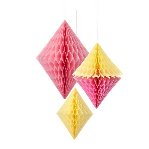 Decadent Decs Honeycomb Diamond, Pack of 3, Yellow/ Pink by Decadent Decs