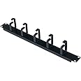 DKURVE® 1U Horizontal 19-Inch Rack Mount Cable Manager with 5-D Rings, Rack Mount Cable Management Panel for 19” Racks or Cabinets Rack Wire Management System - Black (1PCS)